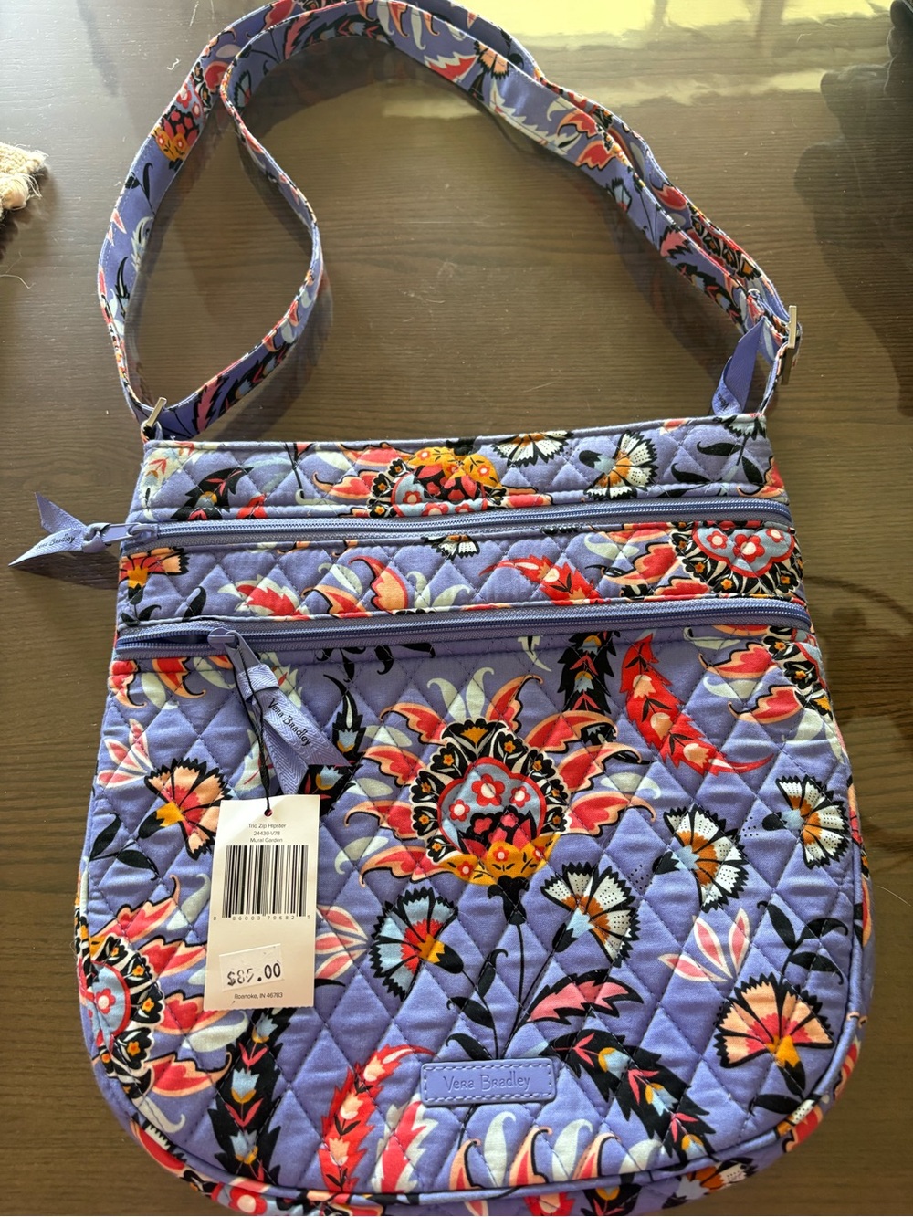 Vera Bradley Lavender Quilted Floral Crossbody Bag